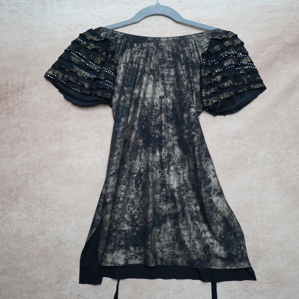 Costume Gallery Black Gold Sequin Mini Dress Top Small